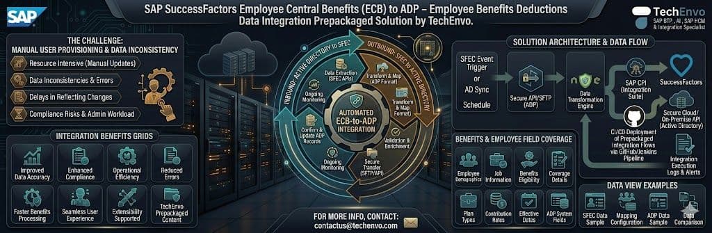 SAP SuccessFactors Employee Central Benefits (ECB) to ADP – Employee Benefits Deductions Data Integration Prepackaged Solution
